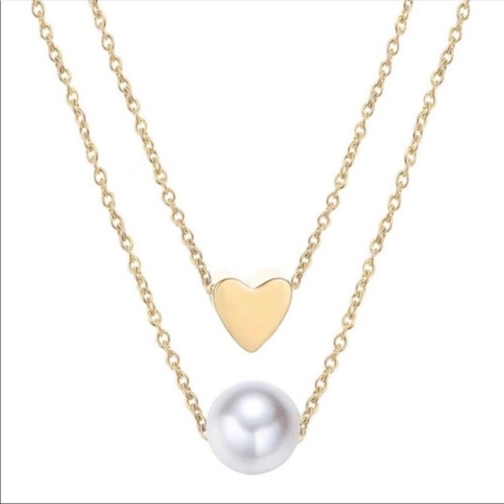 💛Heart of gold and pearl necklace - Picture 2 of 3
